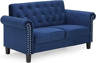 Furinno Navy Velvet 2-Seater Loveseat Sofa