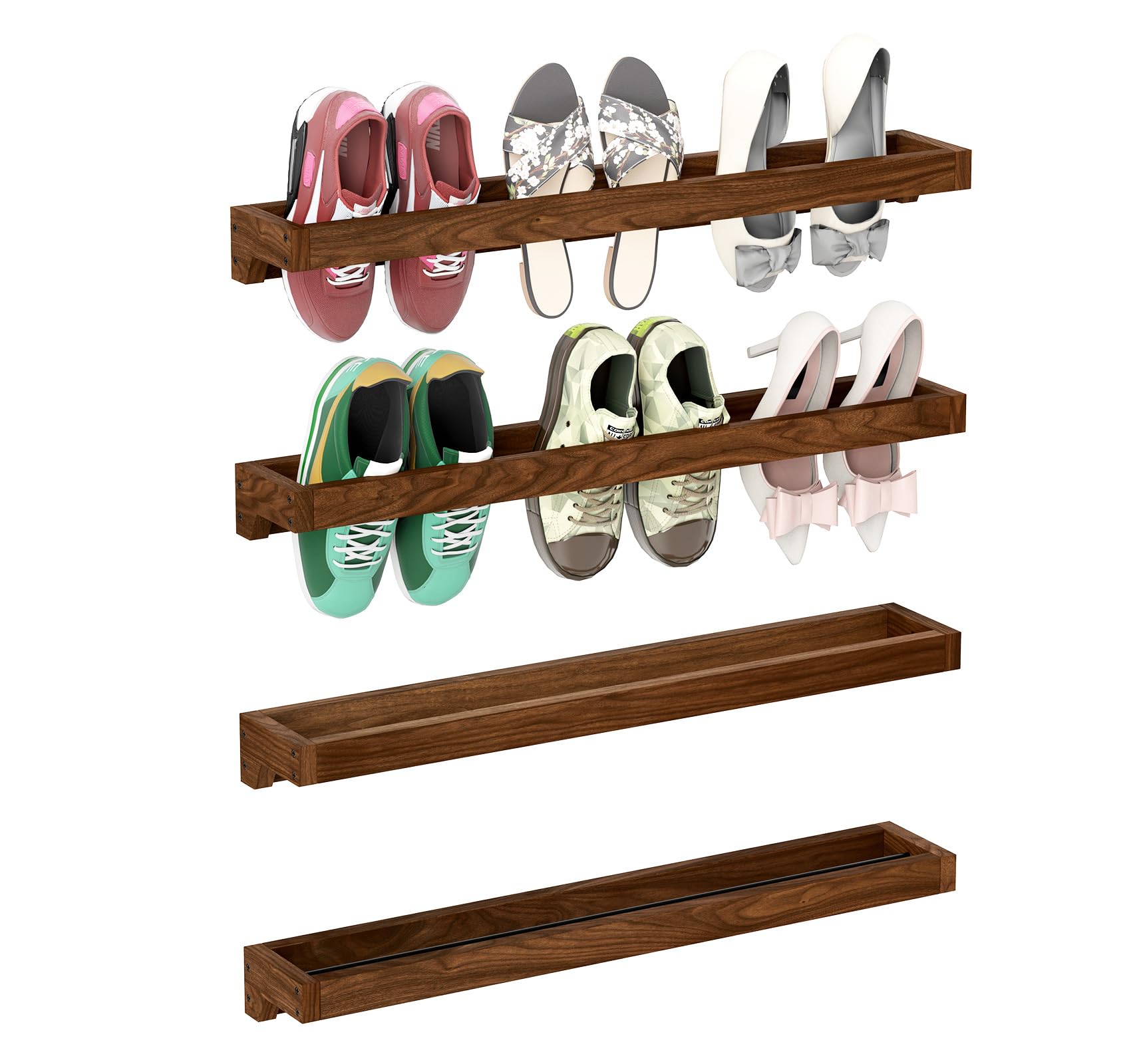 bimiti Schuhregal zur Wandmontage, 4 Stück Wand Schuhschrank Schuhhalter Hängen Aufbewahrungsregal Wandregal, Tür-Schuhaufhänger Schuhschränke Schuhaufbewahrung Schuhregale für Eingangstür