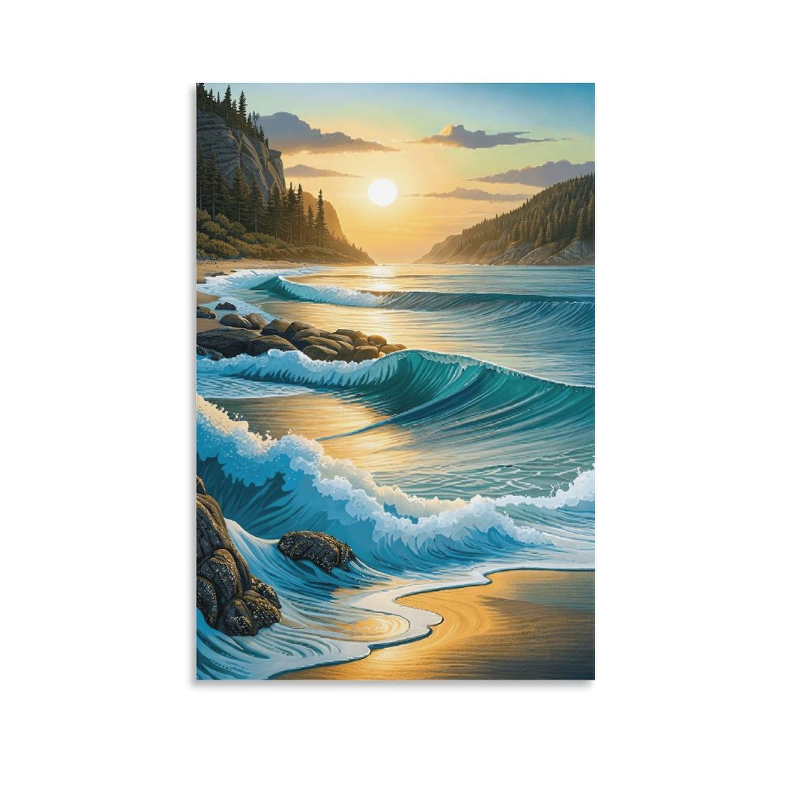 XPASHIQWC Valley Bay Sunrise Wall Decor Poster Canvas Prints Picture Modern Canvas Wall Art Picture Wall Hanging for Bathroom Wall Decor 20x30inch(50x75cm)