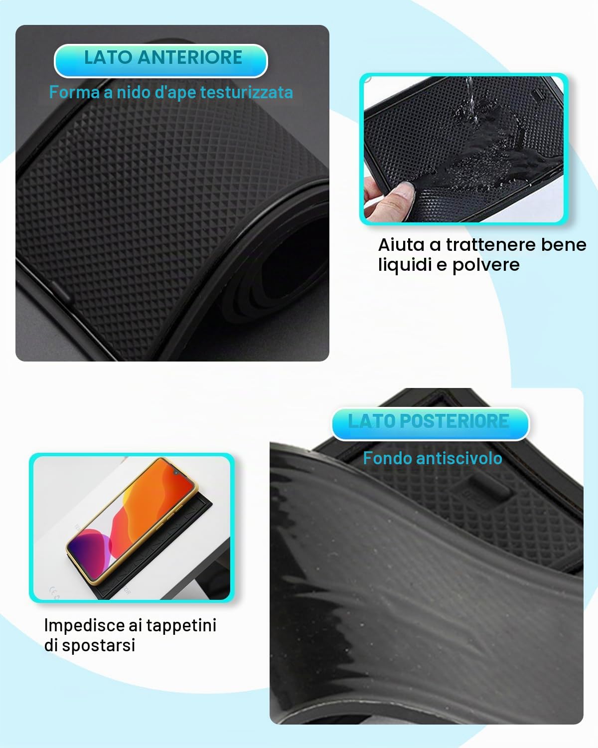 CDEFG Compatibile con VW Tiguan 3 2024 2025 Tappetino Antiscivolo Antipolvere Antigraffio Tappetini in Gomma Console Centrale per Auto Compatibile con Tiguan 2024 Accessori (Nero)