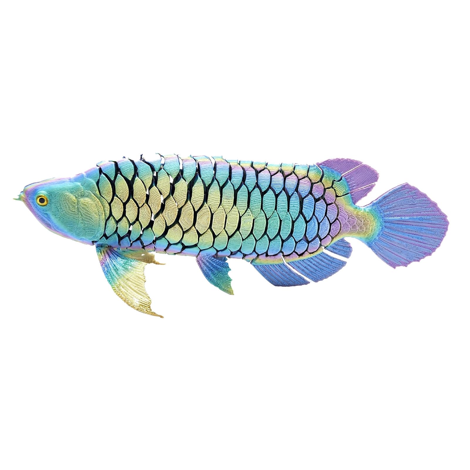 Porceosy 3D Printed Goldfish Figurine with Movable Joints, 23cm Articulated Fish Sculpture, Realistic Animal Ornament for Home Office Desk Decor, Creative Gift for Fish Lovers Neon