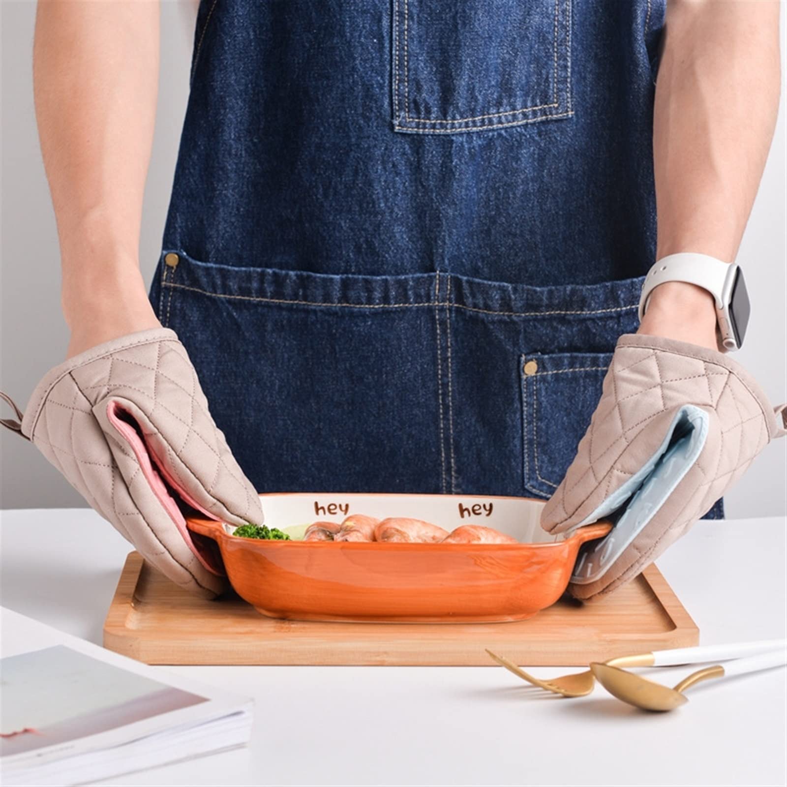 Gants de Cuisine Anti-brûlure, maniques, Gants de Cuisine en Silicone, Support for Plateau, Bol, Four, Pince à Main(Purple)