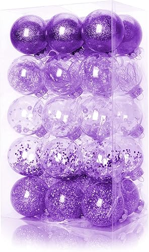 Miniatura 1 de Adornos de bolas de Navidad inastillables de plástico transparente con relleno delicado de 2.362 in2.36 pulgadas (paquete de 30 unidades, color