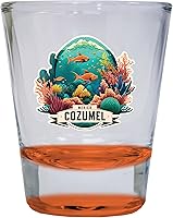Vista 4 de R and R Imports Cozumel Mexico Souvenir - Vaso de chupito redondo de 1.5 onzas, transparente A