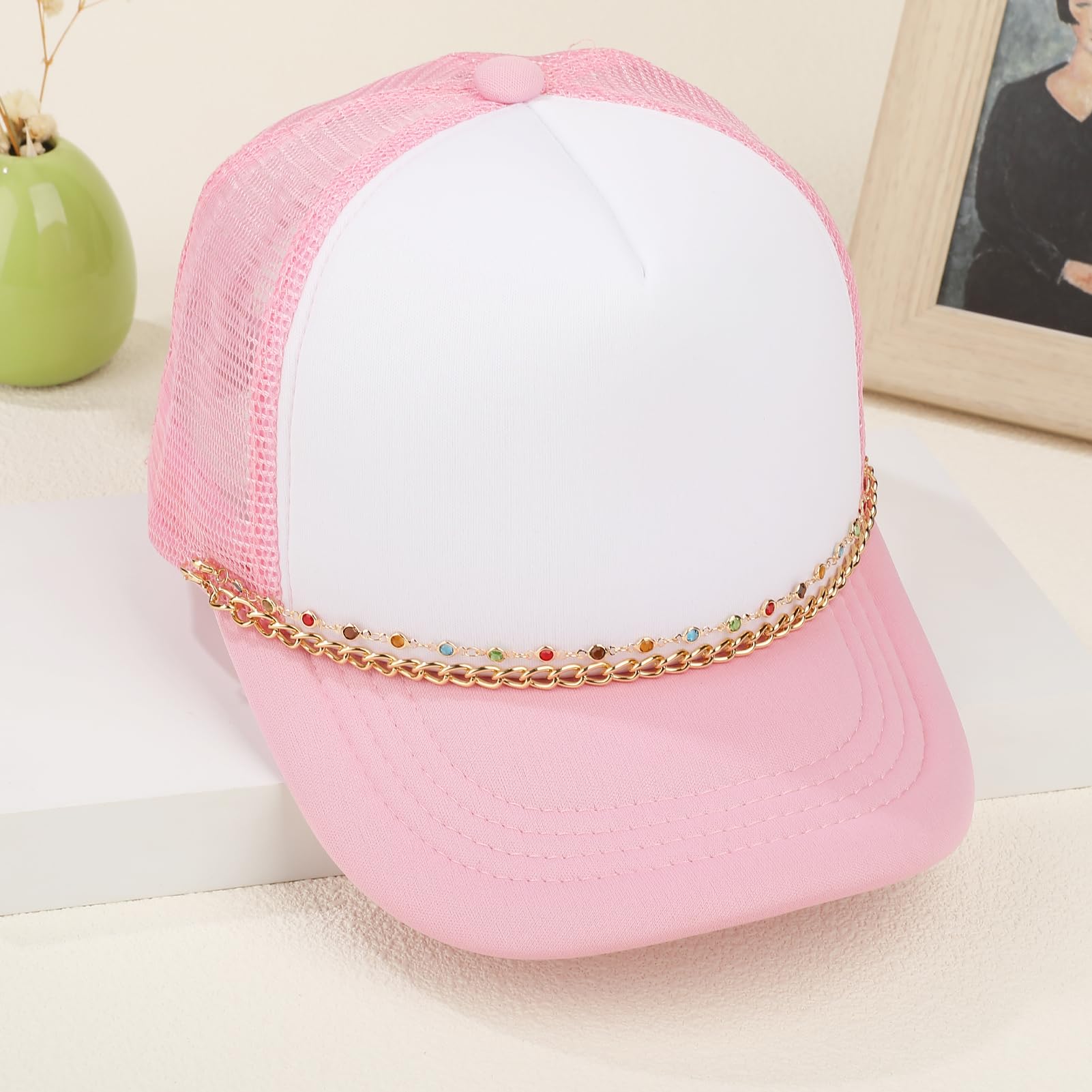 9 Pcs Trucker Hat Chains - Colorful Acrylic Detachable Hat Charms For DIY & Costume Accessories