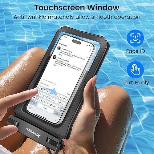 Miniatura 7 de Niveaya Bolsa impermeable para teléfono doble espacio, paquete de 2, funda impermeable con cordón para iPhone 1615141312 Pro Max de hasta 8.3