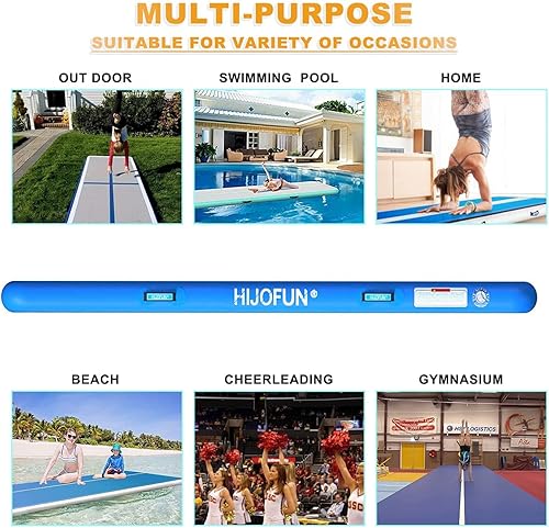 Miniatura 5 de Hijofun - Alfombrilla hinchable de aire para gimnasia de 3, 4, 5 y 6 metros, con grosor de 10 a 20 cm, viene con bomba de aire eléctrica. Ideal para