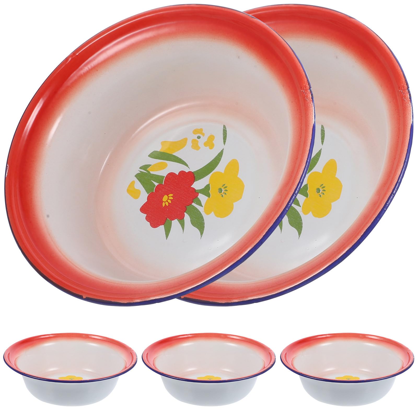 jojofuny Cuencos Vintage Varios estilos Juego de 5 de Esmalte Reutilizables y Versátiles Cuencos para Sopa Diseño Delicado y Estilo Retro para Camping y Picnic Varios estilos
