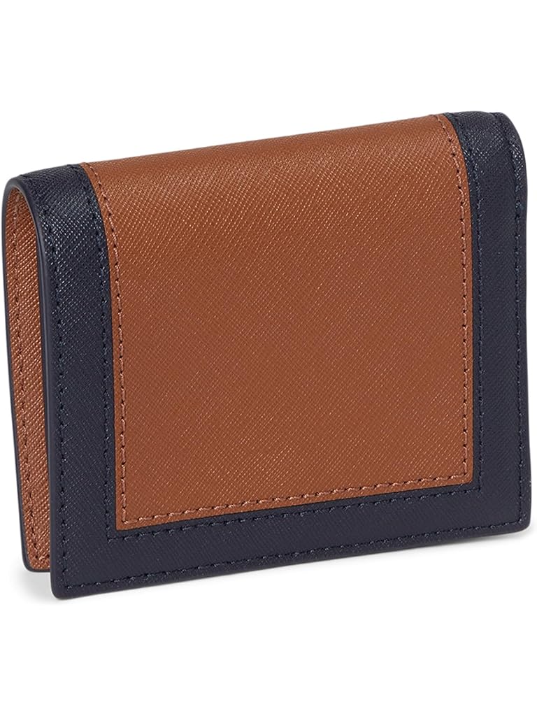 Navy Lauren Ralph Lauren Color-Blocked Leather Compact Wallet