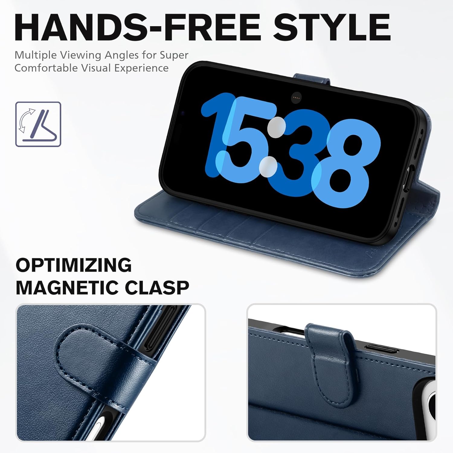 TUCCH Case Wallet for iPhone Air (6.5") 2025, Stand, RFID Blocking, 4 Card Holder, TPU Shockproof Inner Shell, PU Leather, Magnetic Closure Folio Protective Cover, Dark Blue