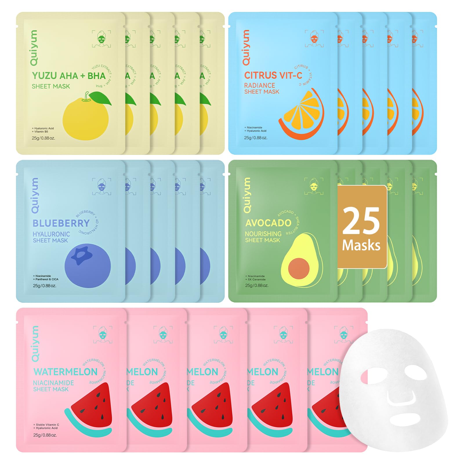 Fruit Face Masks Skincare Facial Masks for Women Skin Care for Teens 10-12 Sheet Masks Beauty with Natural