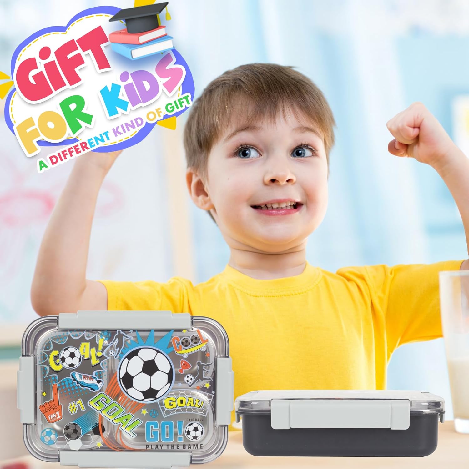 Stainless Steel Bento Lunch Box for Kids, 710 ml/23.5 oz BPA-Free Leak-Proof Food Containers with 3 Compartments, Back to School Students Daycare Lunches Snack Container Size for Ages 3-7 - Image 6