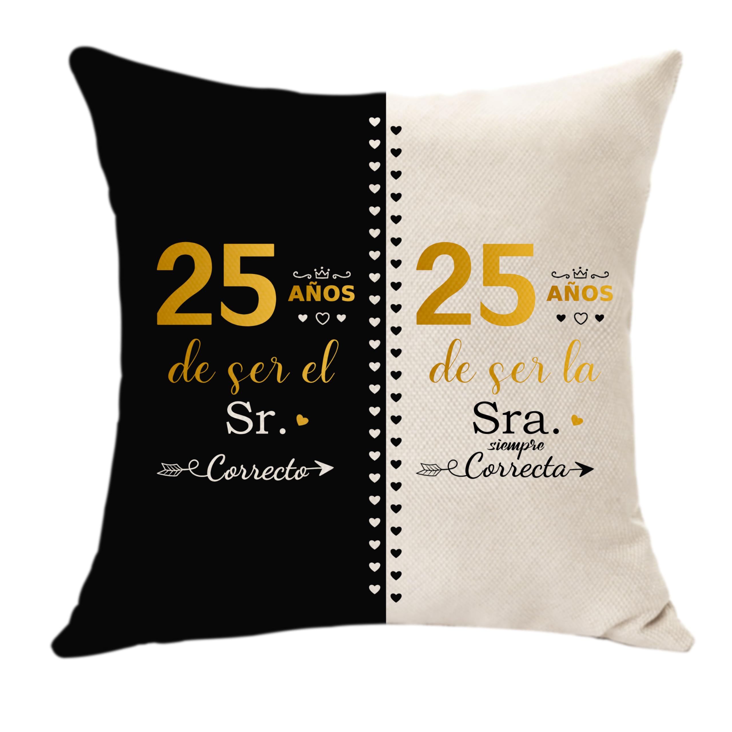 Hasodeo Regalos de Boda de 25º Aniversario para Ella y Él, Funda de Cojín de 25 Aniversario, Regalos de Matrimonio de Aniversario para Pareja, Marido o Esposa, Decoración 25 Años de Matrimonio (25)