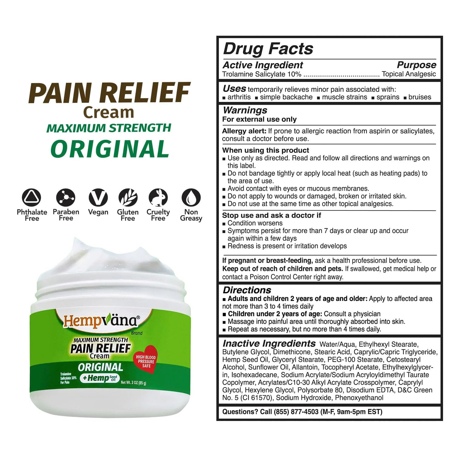 BulbHead As Seen On TV Hempvana Original Relief Cream Maximum Strength, The Hemp Cream for Muscle Joint Back Knee Shoulder Neck Elbow Hand Foot — Amazon image 2