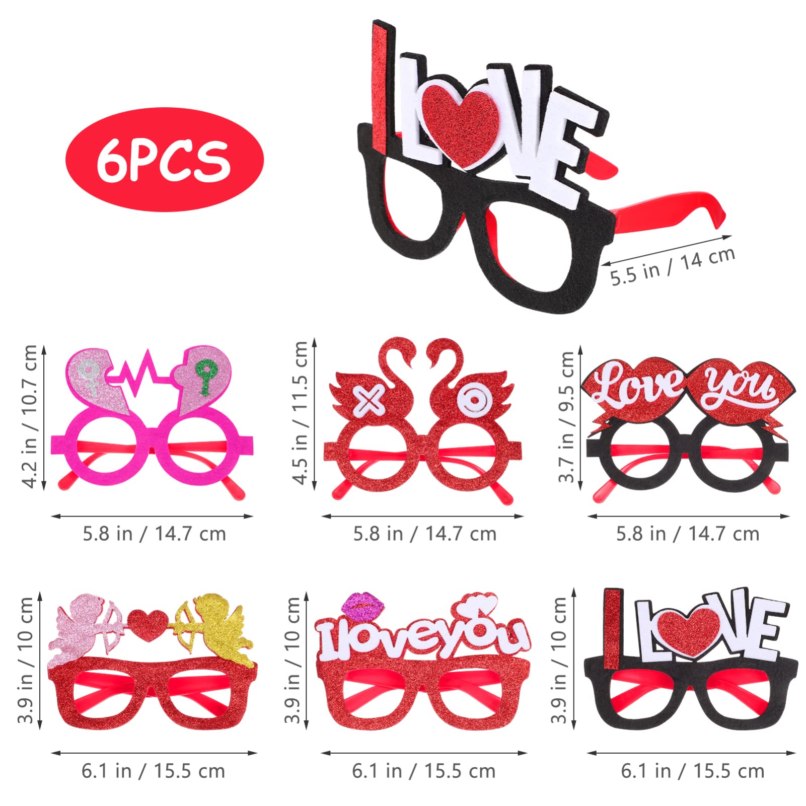 jojofuny 18stücke Teiliges Valentinstag Brillen Lustige Herzbrillen Für Partys Foto-Requisiten Dekorative Brille Für Damen Universelle Komfortables Tragegefühl Verschiedene Designs