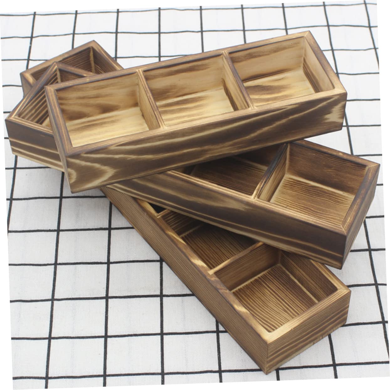 Healifty Rustic Compartment Tea Bag Organizer Box for Sugar Packets Coffee Bar Accessories Storage Holder for Seasonings Smooth Finish for Kitchen Countertop and Dining