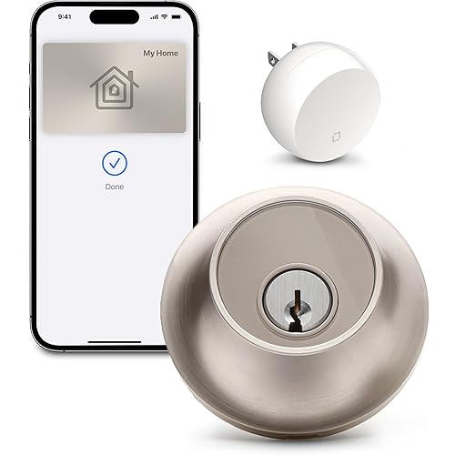 Level Lock+ Connect Wi-Fi Smart Lock plus Apple Home Keys - Remotely Control from Anywhere - Includes Key Cards - Works with iOS, Android, Apple HomeKit, Amazon Alexa, Google Home (Satin Nickel)