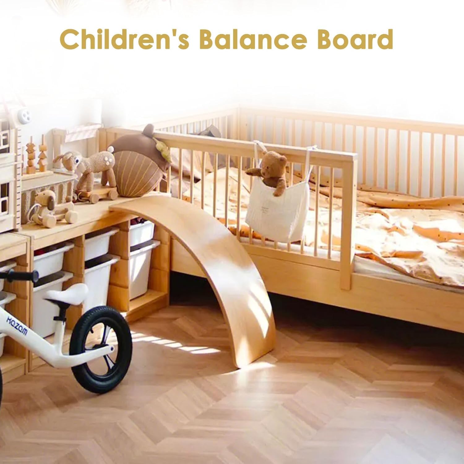 Tabla de Equilibrio Niños Balance Board Curva de Madera para Niño Equilibrio Niños Tabla de Balance Tabla Wobbel Madera Max.200 kg — view 4