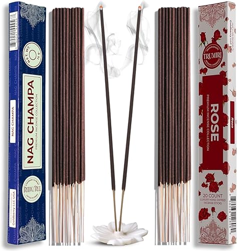 Trumiri Varillas de incienso  Paquete combinado de 35 varillas de incienso  15 Nag Champa + 20 rosas  Insenses  Insents  Incents  Incienso  Incienso