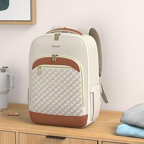 Miniatura 2 de LOVEVOOK Mochila acolchada para laptop para mujer, mochila de viaje con cremallera antirrobo de 15.6 pulgadas, bolsa de computadora para el trabajo,