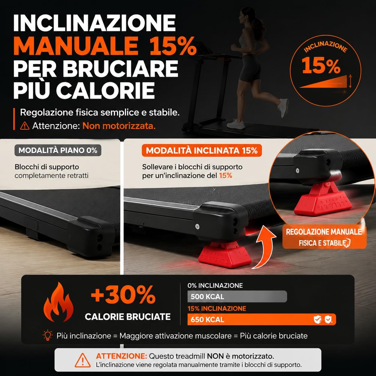 Składana Bieżnia do Domu 12 km/h, Walking Pad z Nachyleniem 15%, Wyświetlacz LED, Silnik 3.0 HP, Obciążenie do 156 kg, do Chodzenia, Joggingu i Biegania