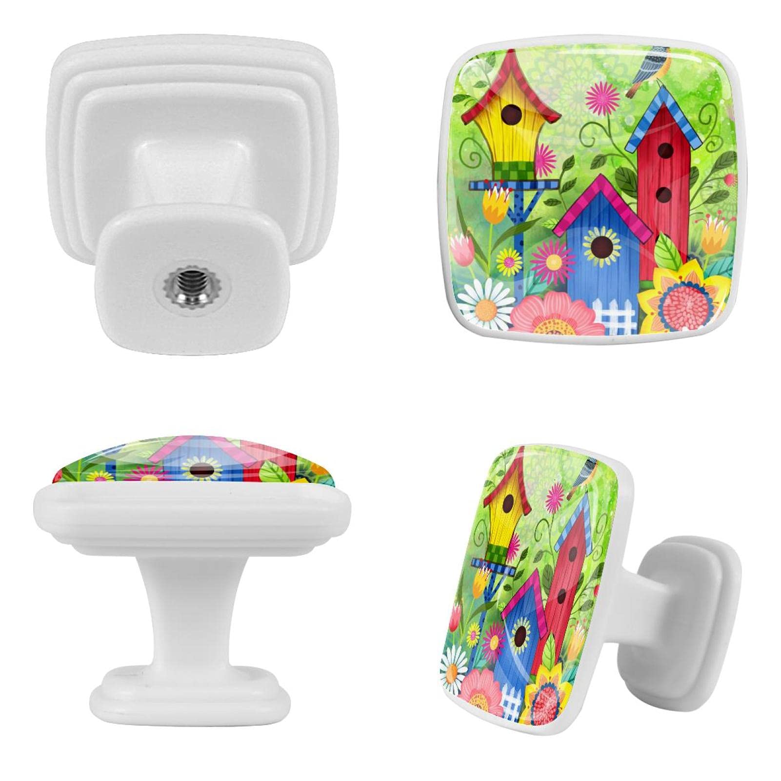 Confezione da 12 pomelli per mobili da cucina, pomelli per cassetti, pomelli per comò, tiranti per cassetti, cassetti per comò, pomelli per maniglie,benvenuto uccello legno casa fiore giardino