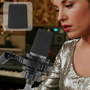 SOULWIT 2Pcs Microphone Pop Filter for AKG C214 Large-Diaphragm Condenser C214d1 Sponge Filter Microphone Foam Protective Cover Windscreen Replacement Microphone Sponge Windproof Cover Windshield | for AKG Pro Audio C214C214d1 Large-Diaphragm Condenser マイクロフォン 対応しない ウィンドスクリーン 防風カバー 風防キャップ
