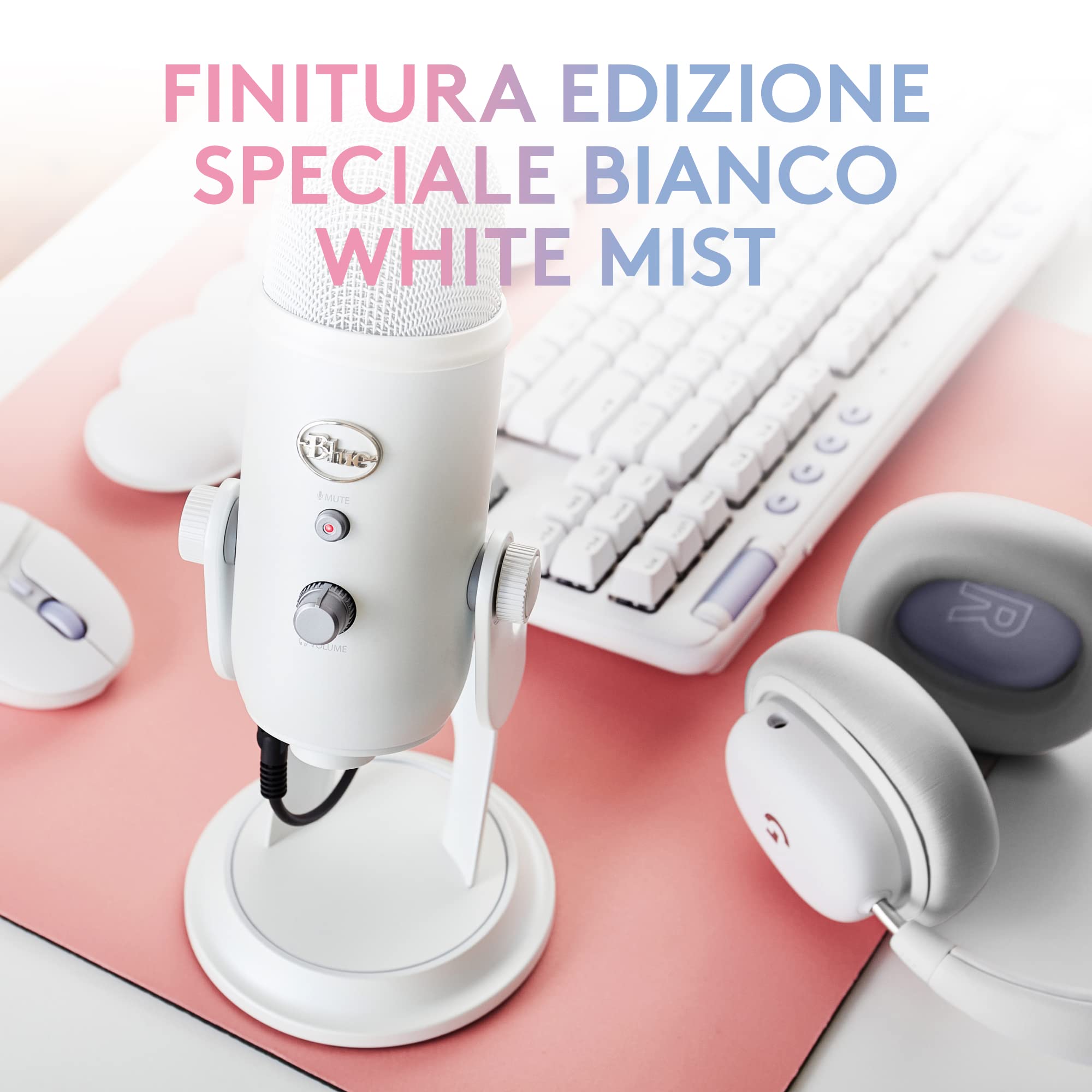 Logitech G Blue Yeti USB Gaming Mikrofon Streaming Premiumqualität Blue VO!CE Software PC Podcast Studio Sonderedition Weiß
