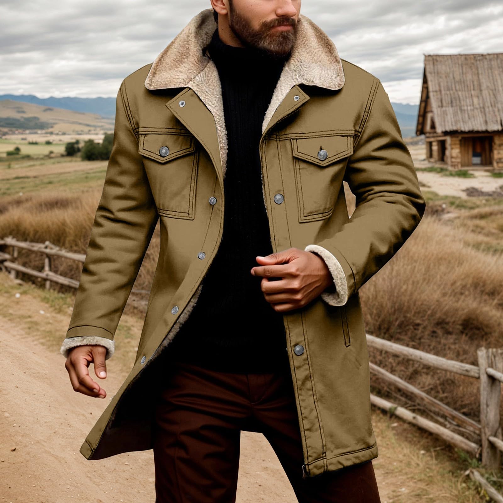 Chaqueta Hombre Invierno Cremallera Chaqueta Deportiva Hombre Cómodo Exterior Europeo Otoño Invierno De Terciopelo Liso Bolsillo Y Cierre Claro