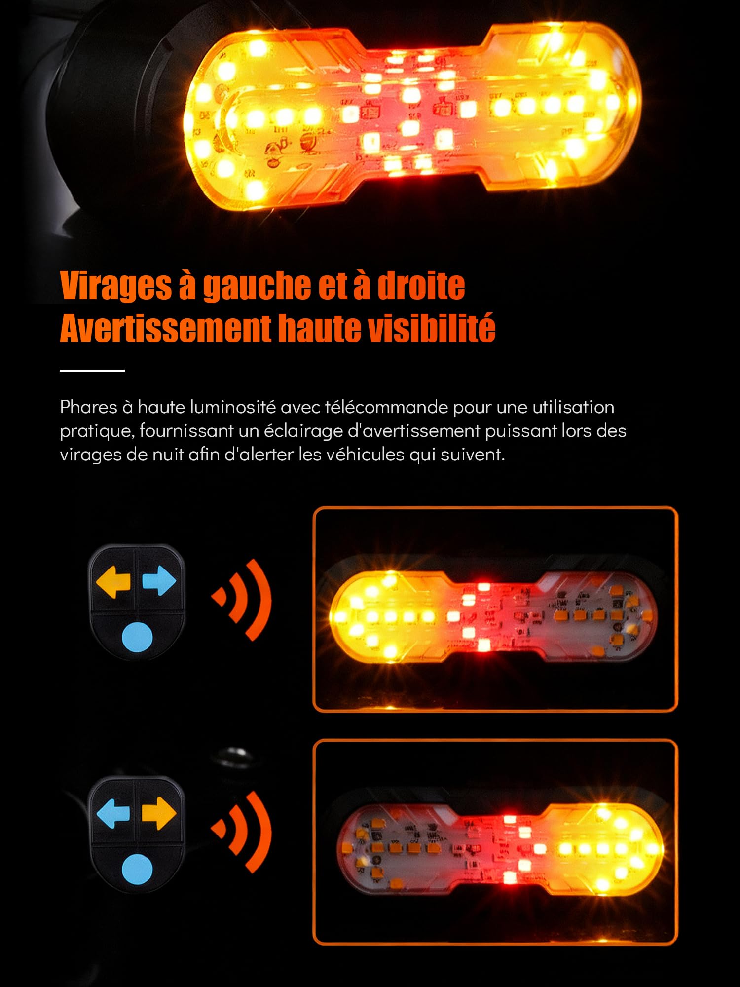 Clignotant de Vélo avec Télécommande,Résistant à l'eau Feu Arrière de Vélo avec Klaxon Bell 70dB,6 Modes D'éclairage Rechargeable par USB,Accessoires Vélo VTT pour Cyclisme
