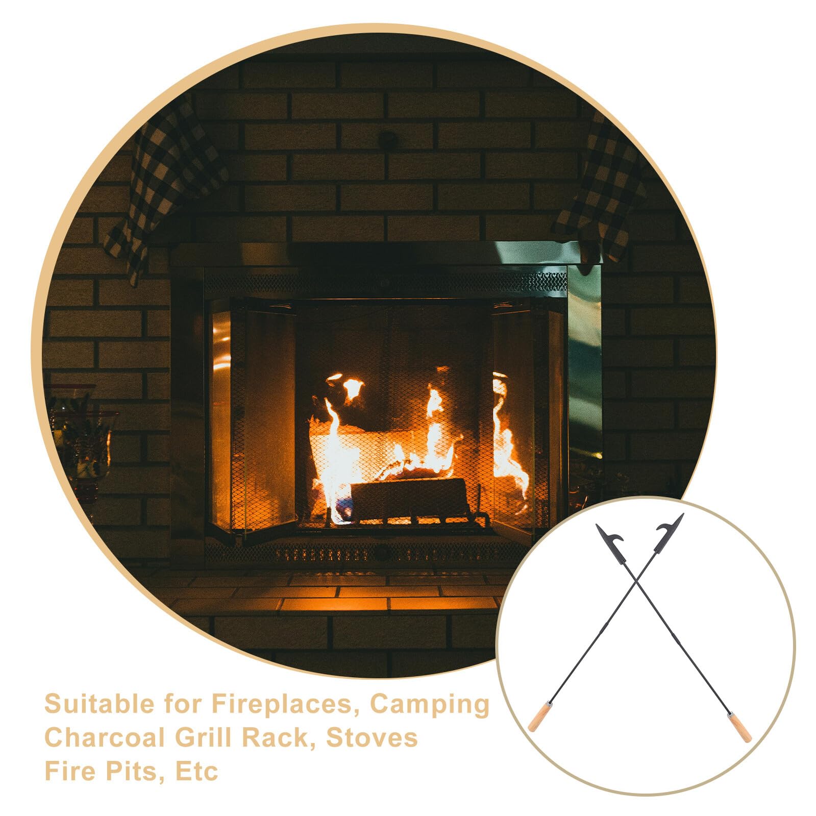 Toyvian 2 Stück Feuerstahl mit Holzgriff Zusammensteckbar Handlicher Kamin Feuerstellen-stock für Sichere Holzhandhabung Vielseitig Einsetzbar für Indoor Kamin und Outdoor Feuerstelle