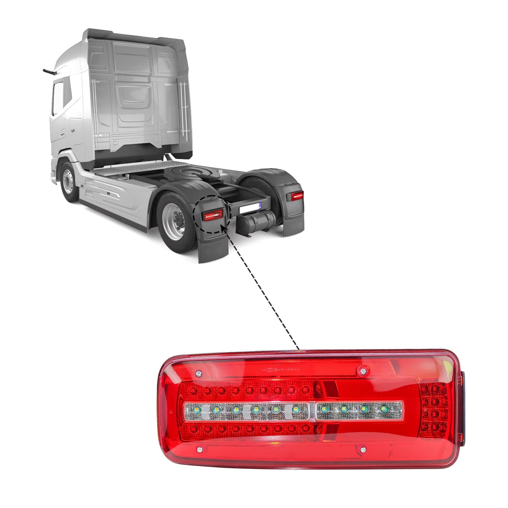 LONGLING Luce posteriore sinistra 24 V LED, luce stop, connettore posteriore, per camion DAF XD, CF, XF, XG, XG+