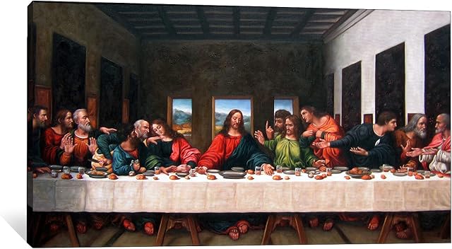 TIMUBA The Last Supper Canvas Wall Art, Last Supper Wall Art Decor, The Last Supper Wall Decor for Dining Room, Christian Wall Art Last Supper Painting for Wall Decor 12x18 Inches