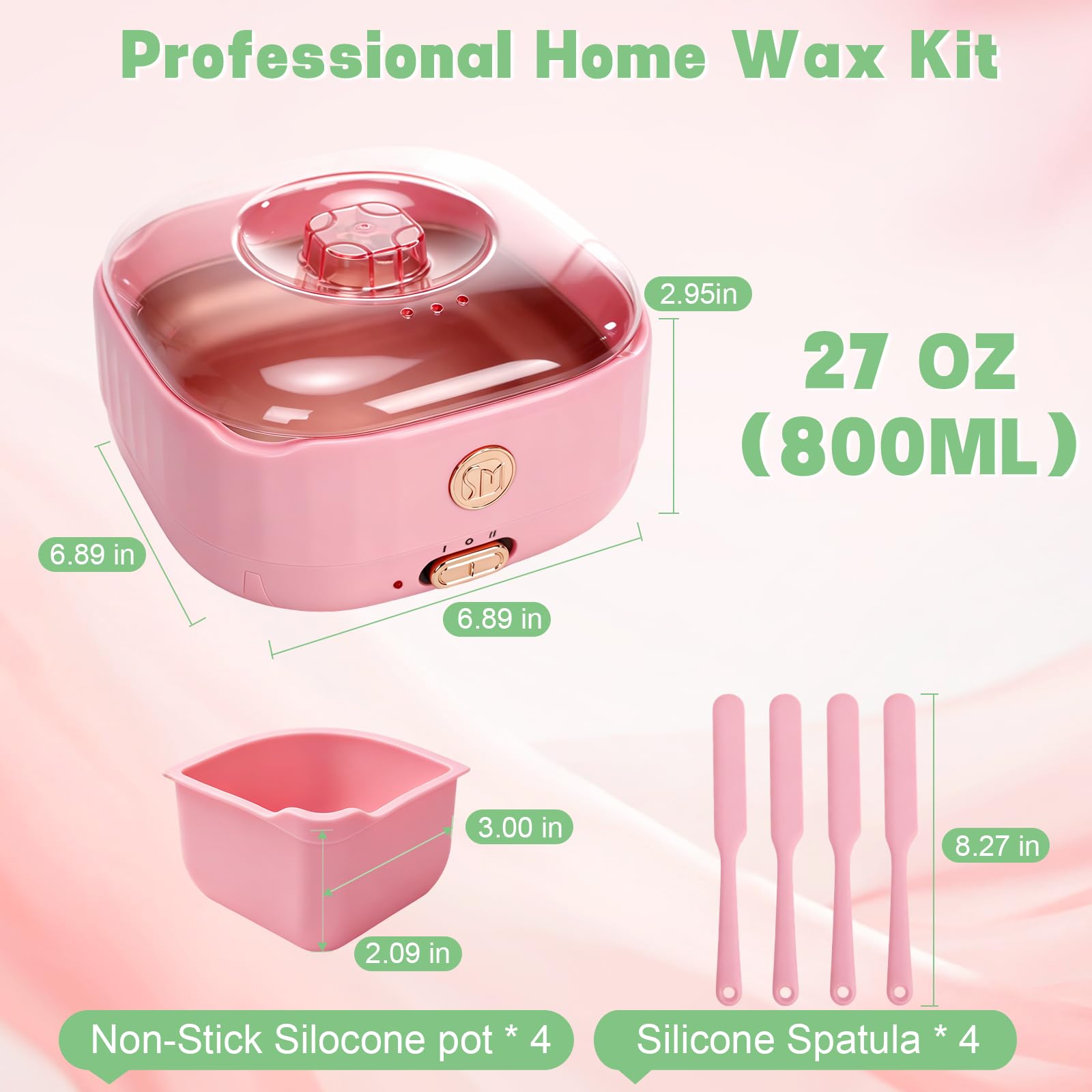 Yofuly - Scaldacera per depilazione, con 4 fodere rimovibili in silicone e 4 spatole per cera, mini vasetto elettrico per cera, per uso completo del corpo e del viso, kit di ceretta per donne e uomini