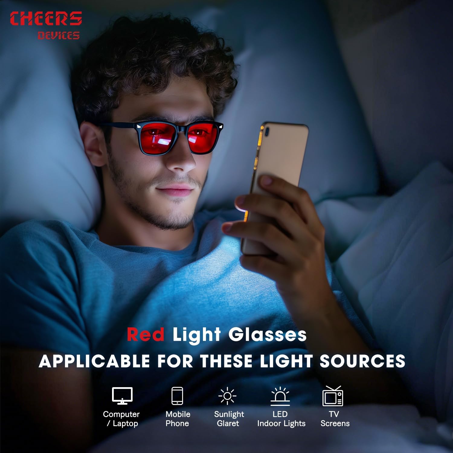 CHEERS DEVICES Red Light Glasses Red Lens Blue Blockers Glasses for Men, Gaming Blue Light Blocking Glasses for Gaming - Image 3