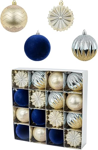 Miniatura 8 de Adornos de bola de Navidad de 16 unidades de 3.150 in3.15 pulgadas, bolas grandes inastillables para árbol de Navidad, esferas colgantes para árbol