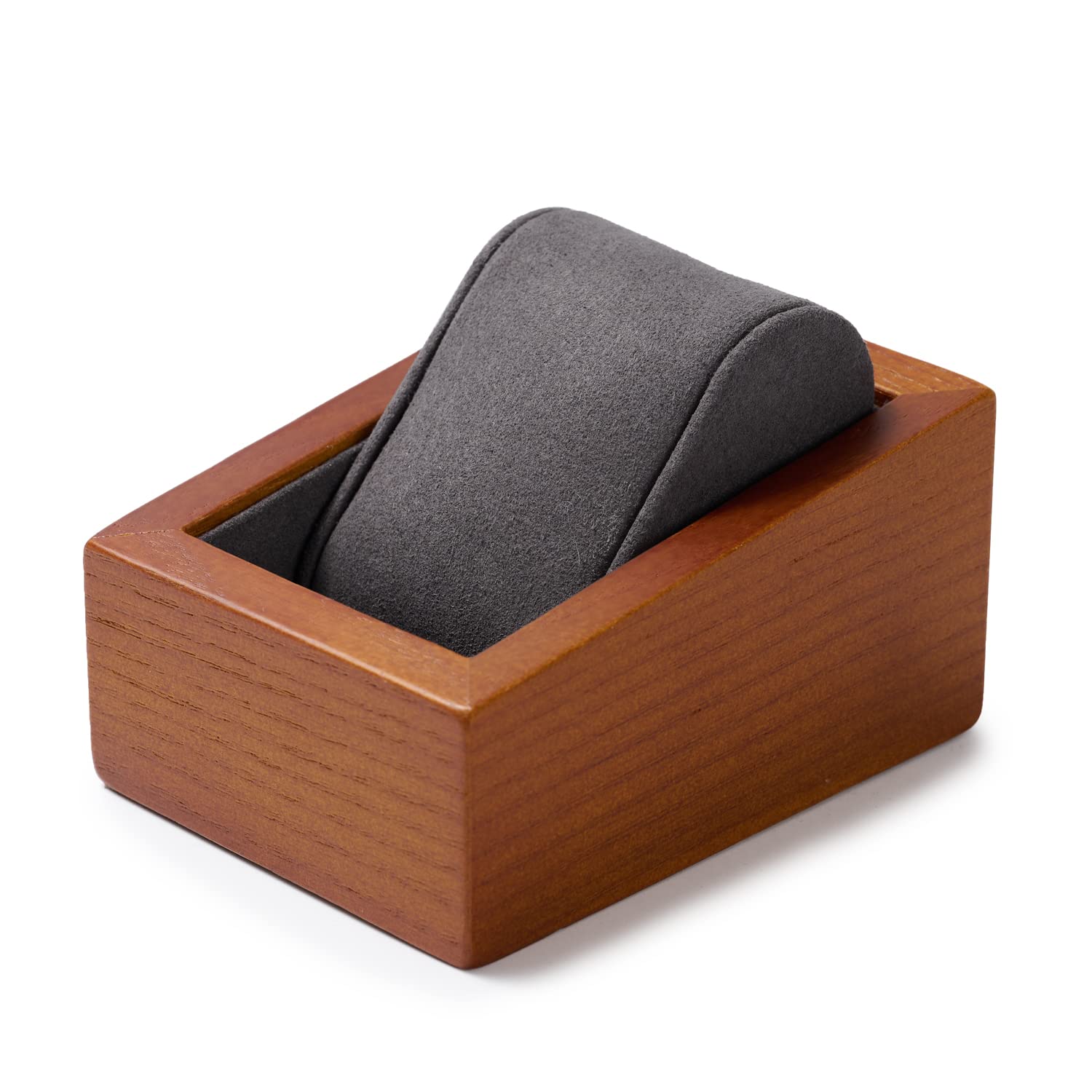 Soporte de Almacenamiento para Relojes Luxury de Madera Gris Oscuro con Almohadillas de Tela Suave para protección contra arañazos, 7 x 9,5 x 4,8 cm, para Amantes de los Relojes.