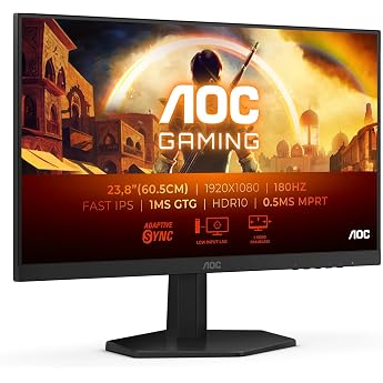 AOC 24G42E 24 Zoll FHD Gaming Monitor, 180Hz, Fast IPS Panel, 1ms GtG, HDR10, G-Sync Compatible, (1920x1080 HDMI 1x 2.0 DP 1x