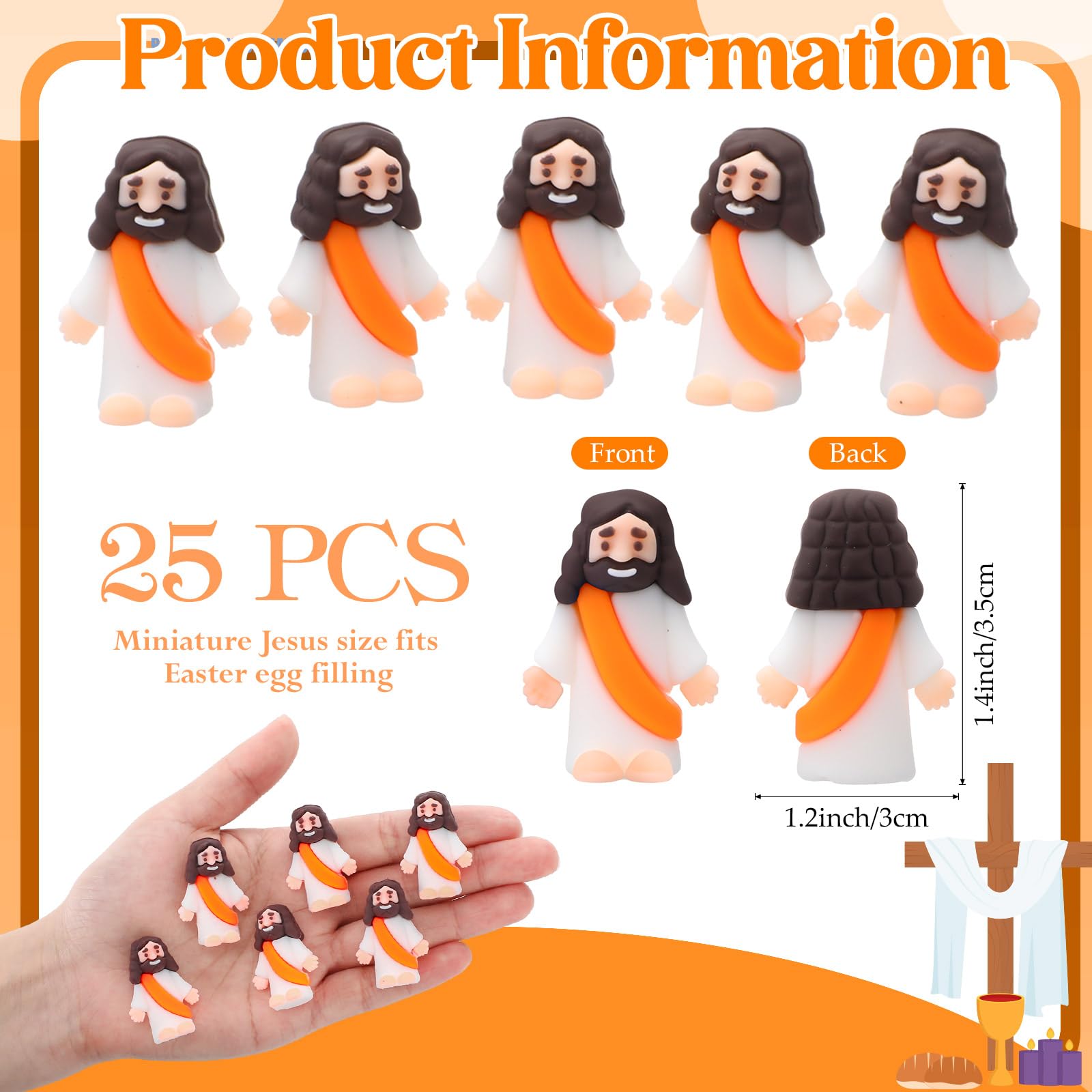 Jesus Figurines 25-Pack Mini - Tiny Rubber Religious Toys For Easter Eggs,  Sunday School \u0026 Gifts Mini Verse, image size:1600x1600