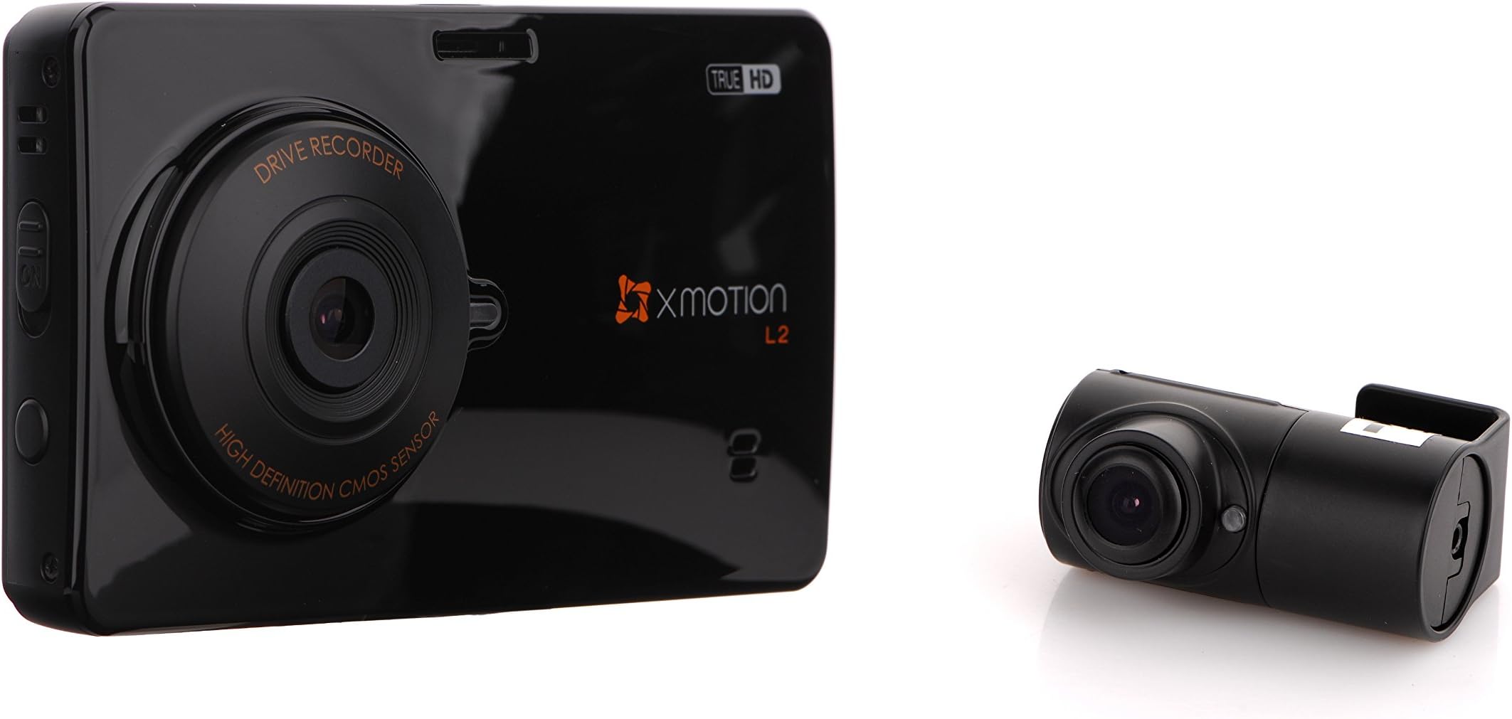 XMOTION L2: 2-Channel True HD Front and Rear Premium in-Car Dashcam 3.5" Touch Screen (Black Box) 16GB Storage