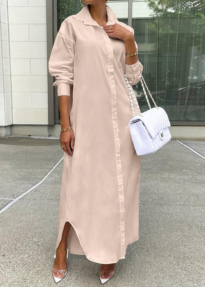 Choichic Shirt Dresses for Women Casual Long Sleeve Collared