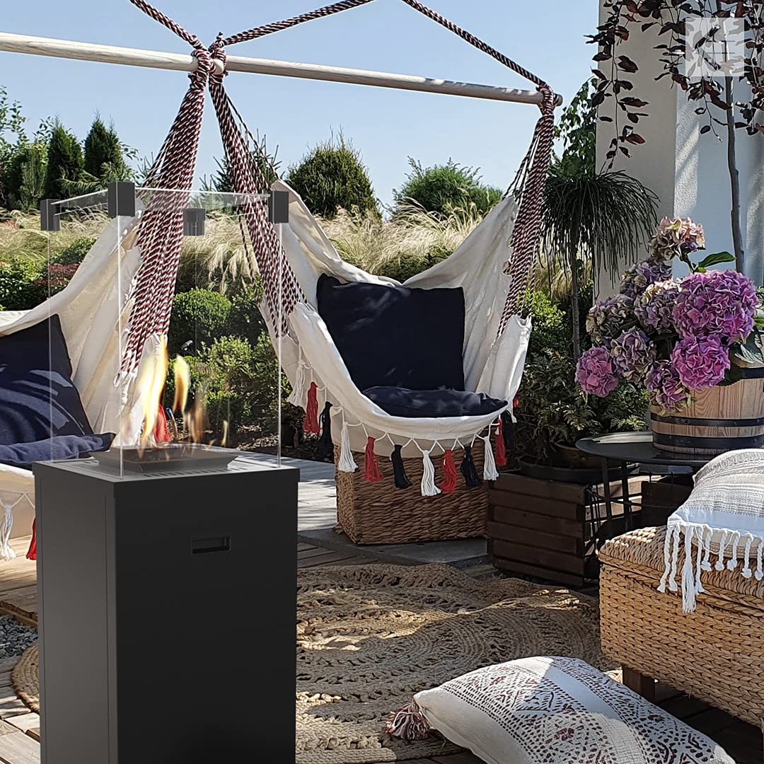 Kratki Gasheizstrahler Patio Slim aus Stahl für Außen, B41,5 x H142,9 x T41,2 cm, Heizleistung bis zu 8,2 kW, Leistungsbereich 4,9 – 8,2 kW, Gewicht 43,9 kg, Betrieb mit flüssigem LPG-Gas