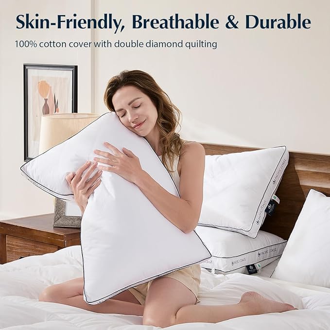 Set 2 Almohadas Pluma Firme Tamaño Estándar con Borde miniatura 3