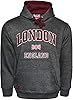 GWCC LE129CM Unisex London England Hoodie – Charcoal Grey Hooded Sweatshirt with Maroon Lining, Union Jack Embroidery, Cotton Blend Pullover XS–4XL (2XL) #1