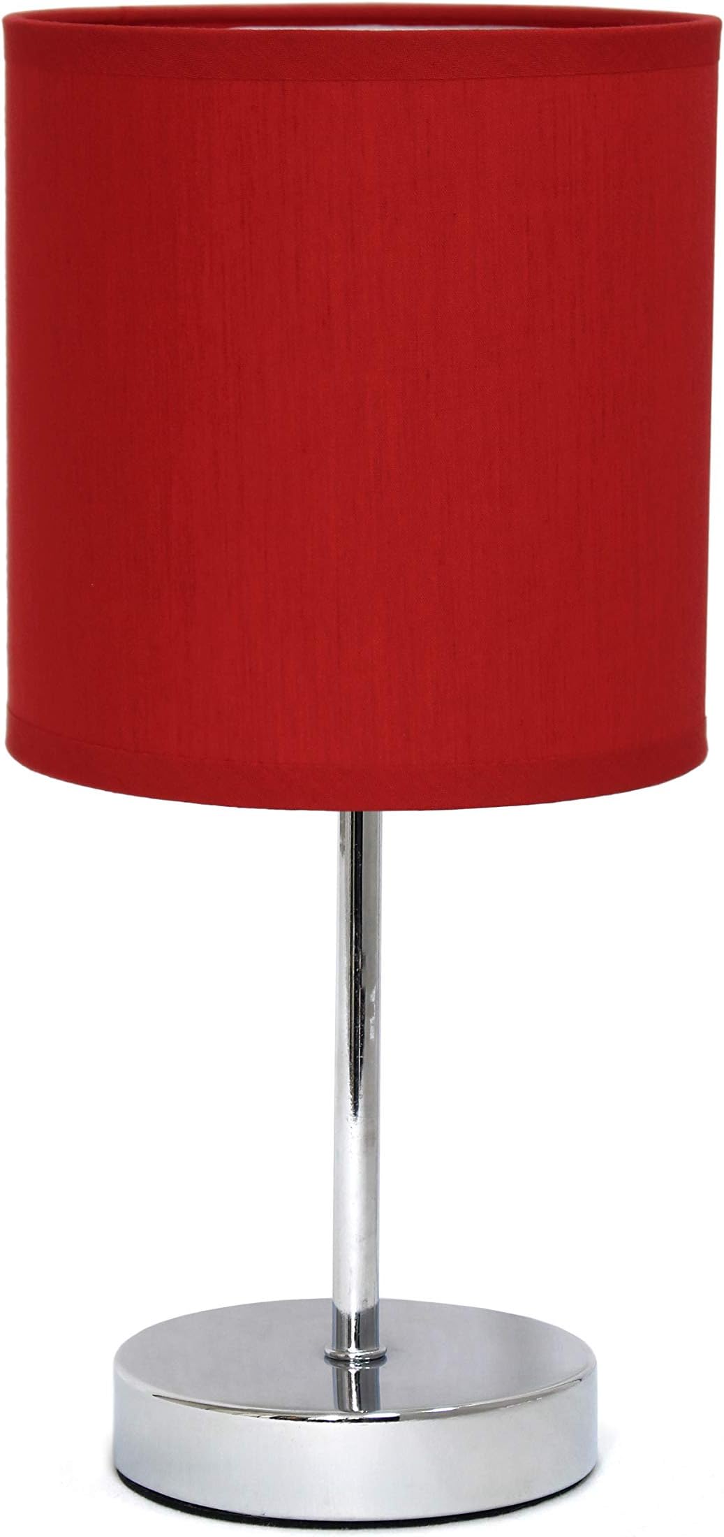 Simple Designs LT2007-RED Chrome Mini Basic Table Lamp with Fabric Shade, Red
