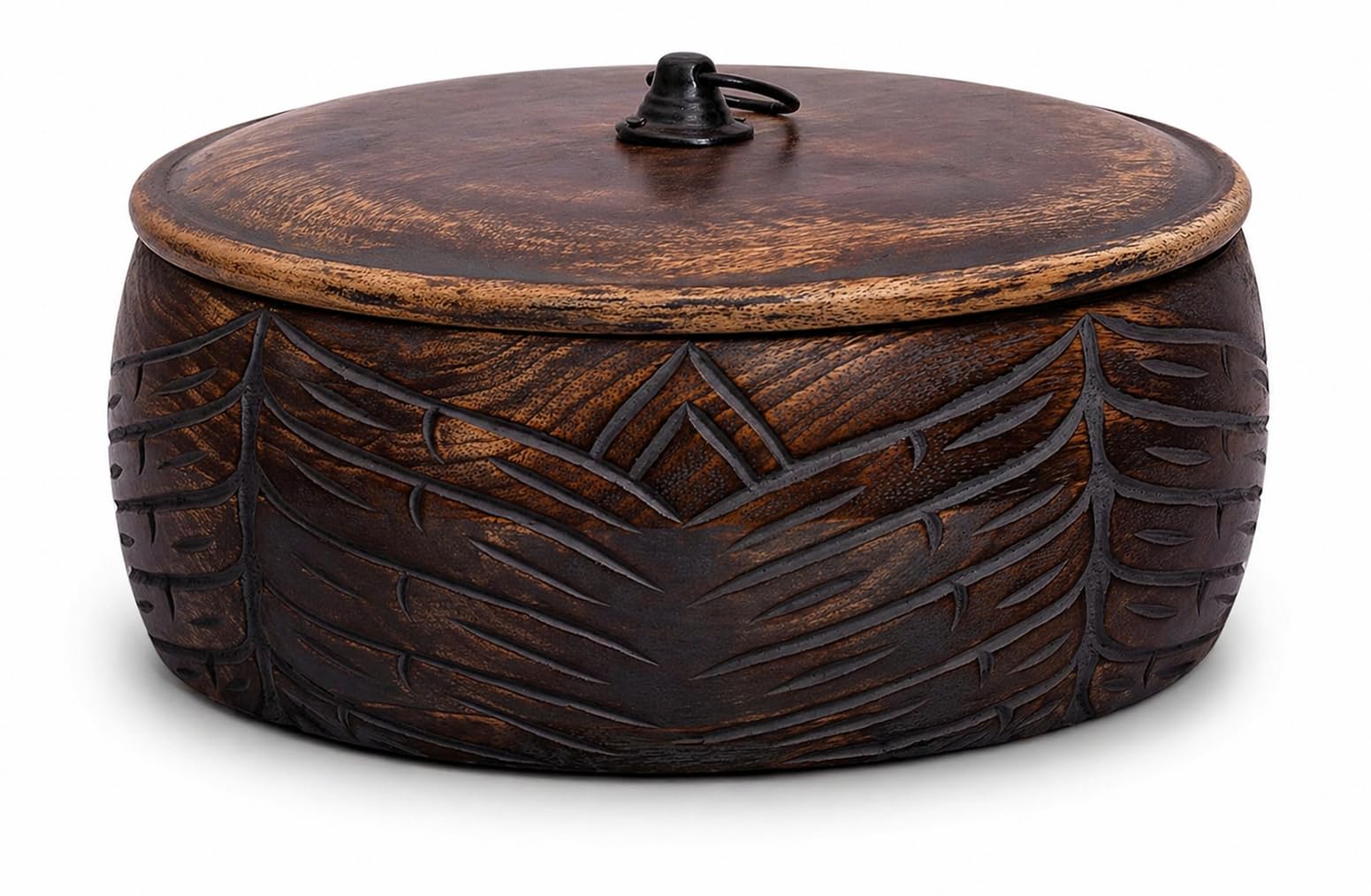 Cesta calentadora de tortilla mexicana de madera hecha a mano con tapa para decoración del hogar, cocina, comedor, color marrón natural, 23 x 9 cm