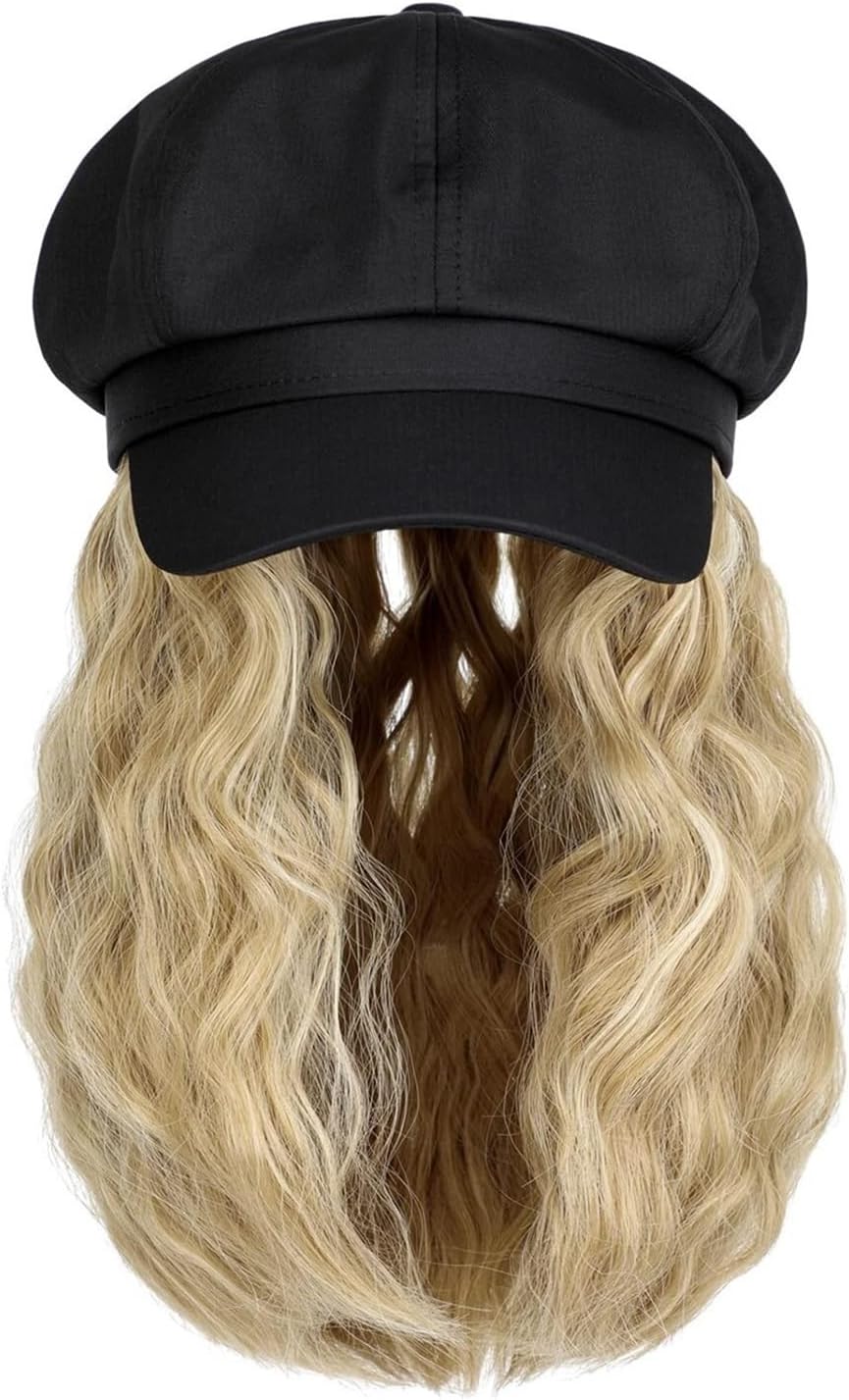 Hat Wig Cap Wig 10 Inch Wavy Curly Synthetic Wigs Baseball Hat Wig Cap with Hair Wigs Hair Extensions Hair Wig Wig Caps for Women (Color : F840 1)