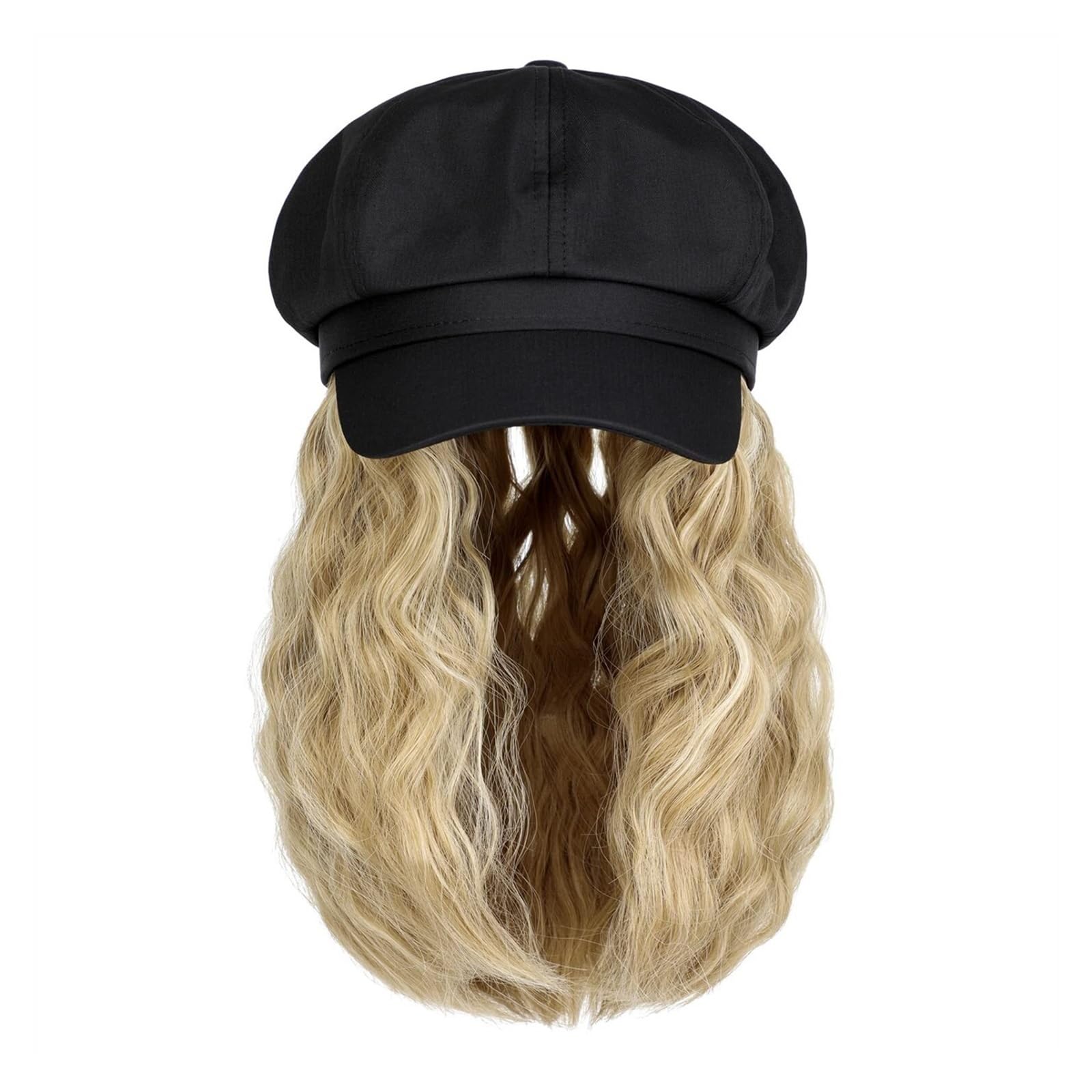 Gorra Calva Peluca de gorra Pelucas sintéticas rizadas onduladas 10 pulgadas Gorra béisbol peluca con pelucas cabello Extensiones Gorro de Pelo(F840 1)