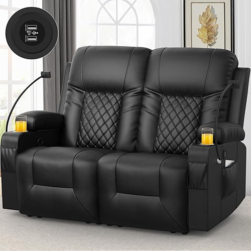 Miniatura 16 de Juego de sofá reclinable con 2+1 piezas para sala de estar, sofá reclinable de 2 plazas en cuero, 1 silla reclinable con asiento de sofá individual