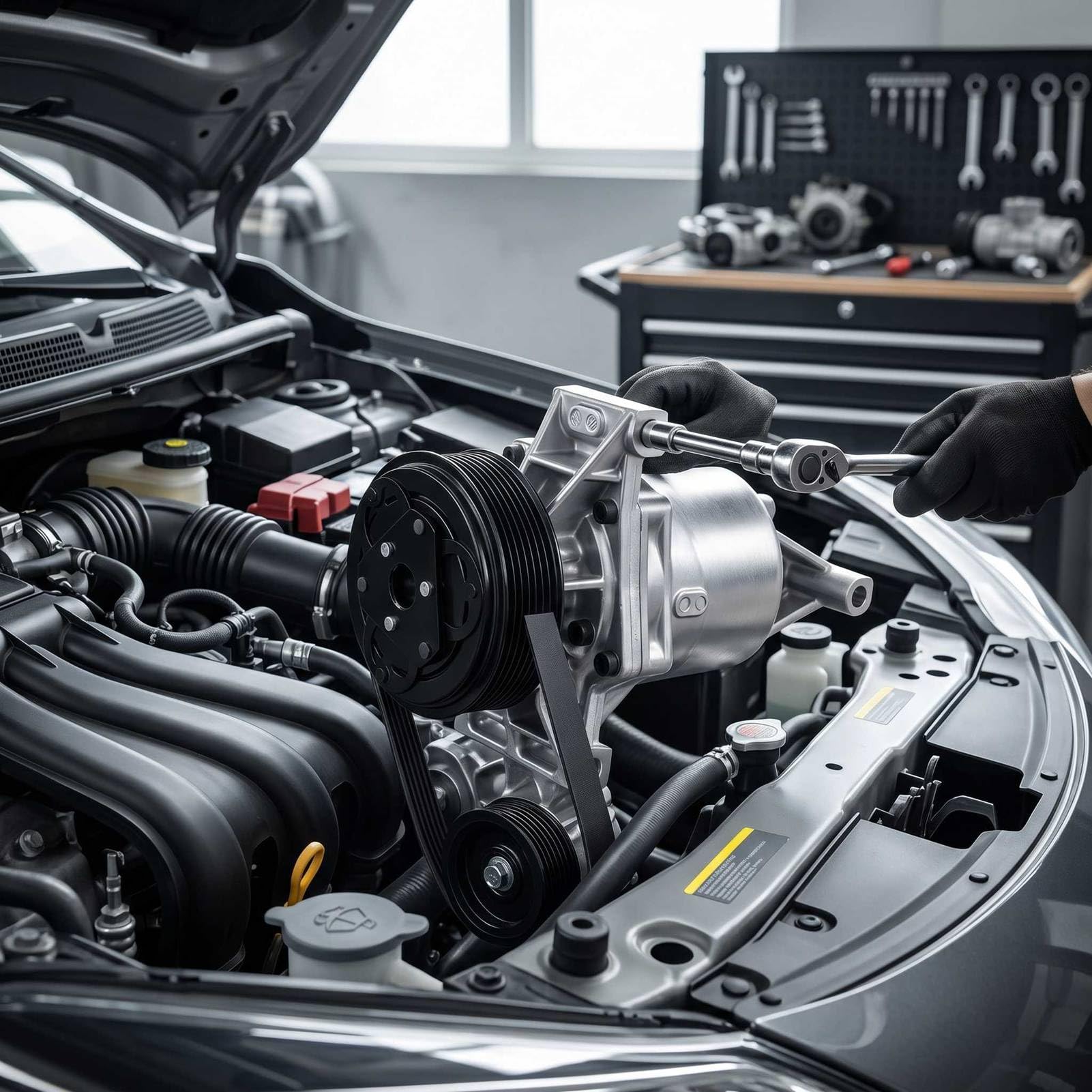 Cocoarm Sprężarka AC EG892, Sprężarka Klimatyzacji ze Stopu Aluminium dla Versa Note 1.6L 2014 2015 2016 2017, Wysoka wydajność Chłodzenia, łatwa Instalacja, Wymiana Układu Chłodzenia